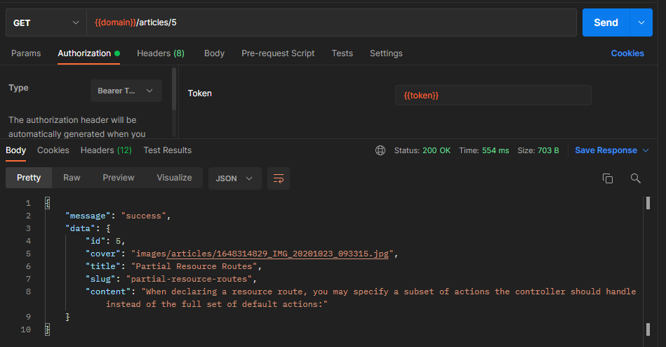 laravel sanctum - show specific data